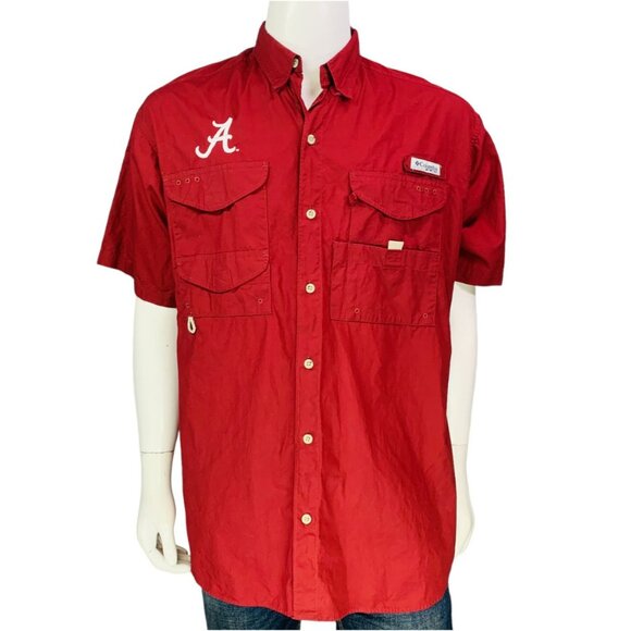 Alabama Crimson Tide Columbia Bonehead Button-Up Shirt Outdoor Fishing Size L - Picture 2 of 13